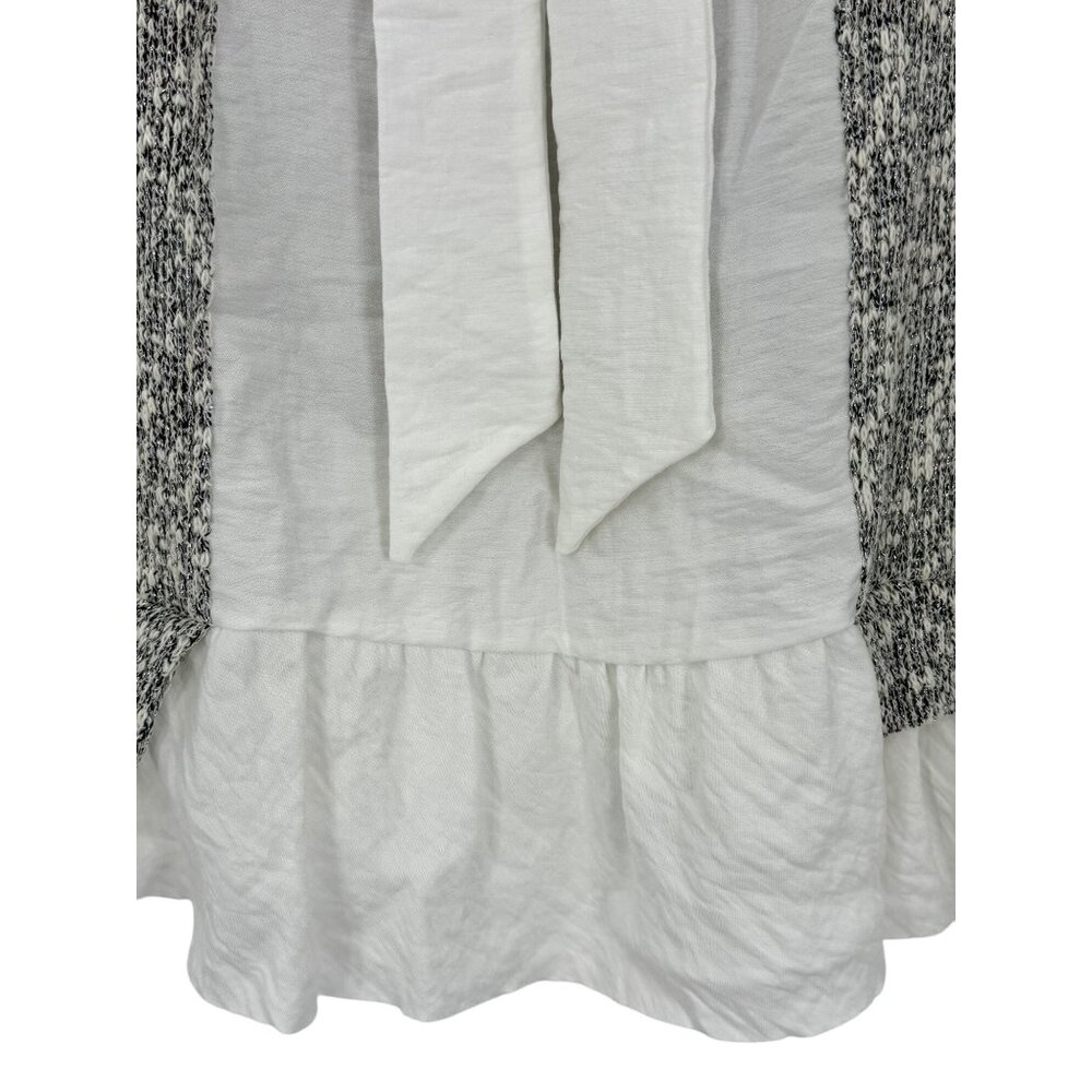Anthropologie X Clu Willoughby Shimmer Knit Ruffle Hem Bow Back L/S Top - Picture 5 of 16